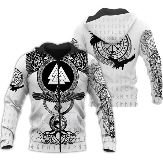 White Valknut Viking Hoodie