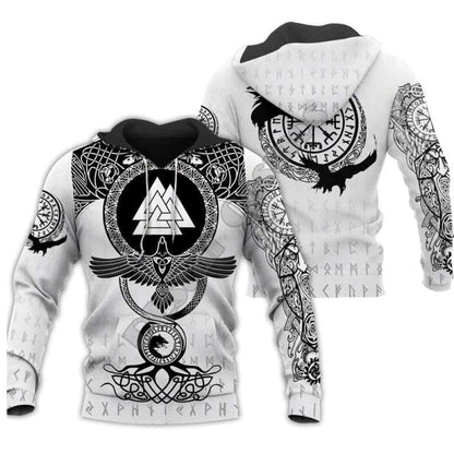 White Valknut Viking Hoodie