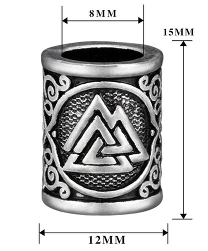 Viking Beard Bead With Valknut Symbol