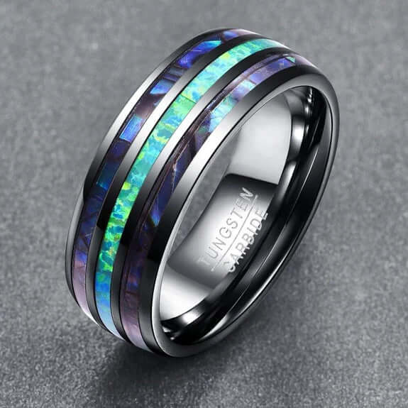 Tungsten Bifrost Abalone Ring