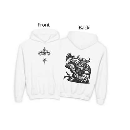 Youth Viking Warrior Hoodie - Stylish Heavy Blend Sweatshirt with Tribal Design