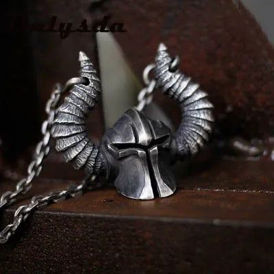 Viking Dragon Skull Pendant Necklace