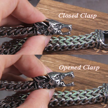 Viking Wolf Bracelet Stainless Steel Mesh Chain