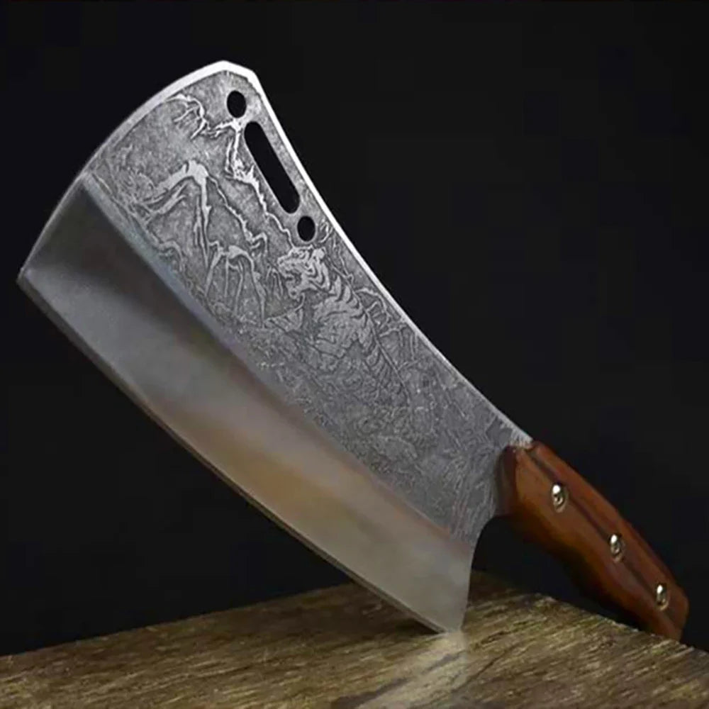 Knife Forged Machete High Carbon Steel Integrated Wood Handle 8.5Inch Viking Knife