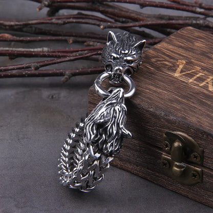 Viking Wolf Bracelet Stainless Steel Mesh Chain