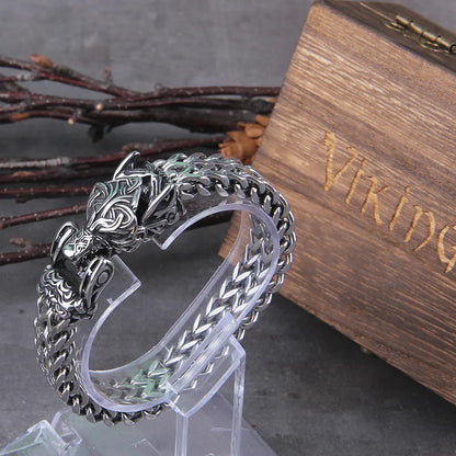 Viking Wolf Bracelet Stainless Steel Mesh Chain