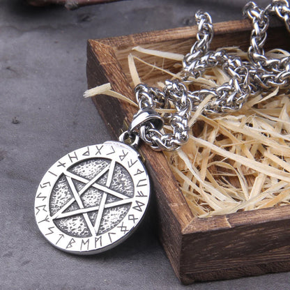 Nordic Rune and Magic Pentagram Viking Necklace