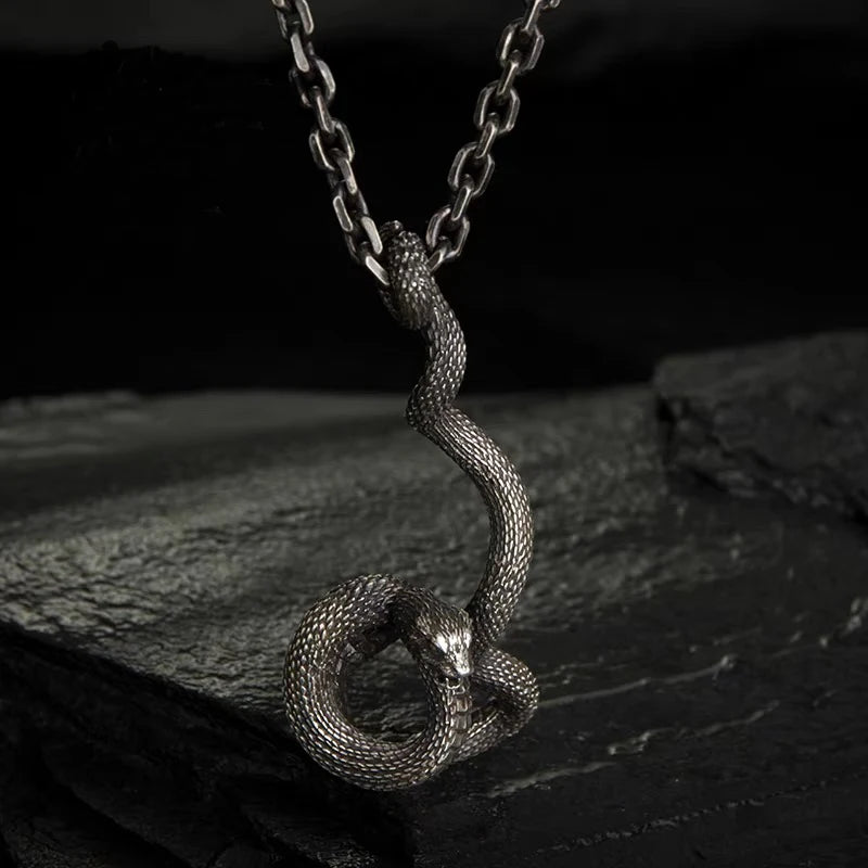 Viking Dragon Skull Pendant Necklace