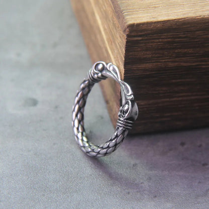 Two Entwined Ravens Viking Ring