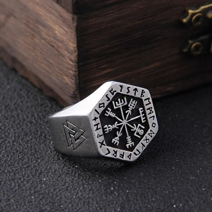 Compass Runic Statement Viking Rings