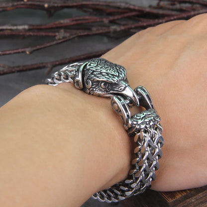 Viking Wolf Bracelet Stainless Steel Mesh Chain