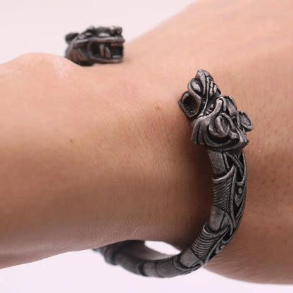 Nordic Viking Norse Wolf head Bracelet