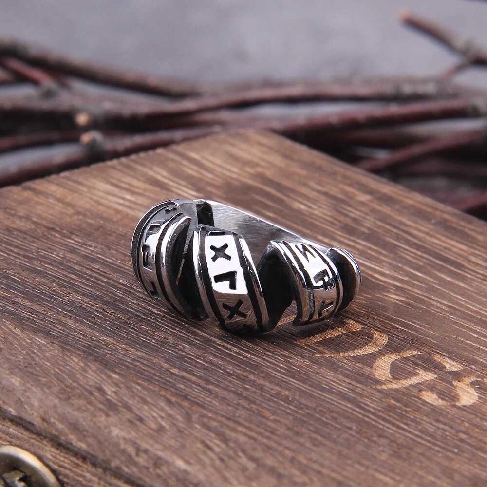 Rune Spiral Viking Ring