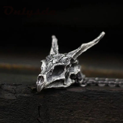 Viking Dragon Skull Pendant Necklace