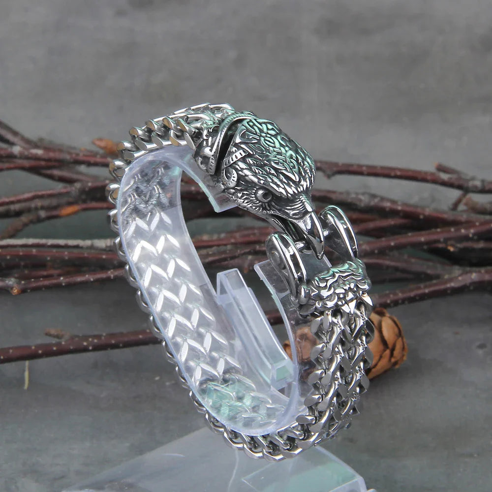 Viking Wolf Bracelet Stainless Steel Mesh Chain