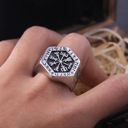 Compass Runic Statement Viking Rings