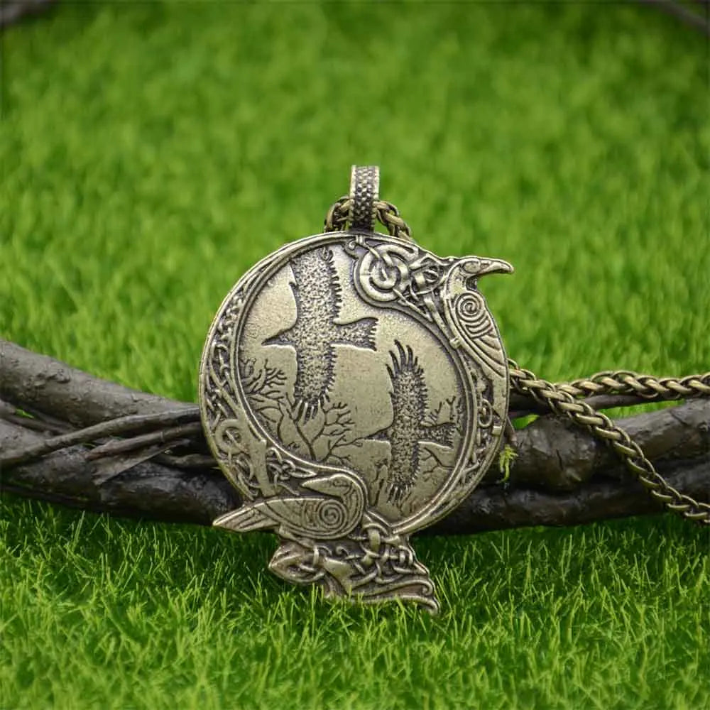 Odin Raven Amulet Viking Necklace