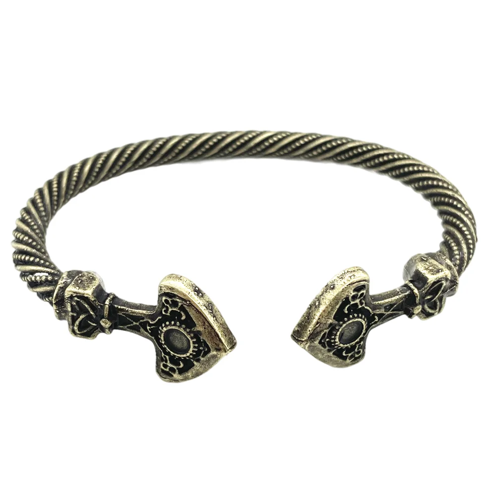 Norse Thor Hammer Thunder Torque Viking Bracelet Cuffs Bangles