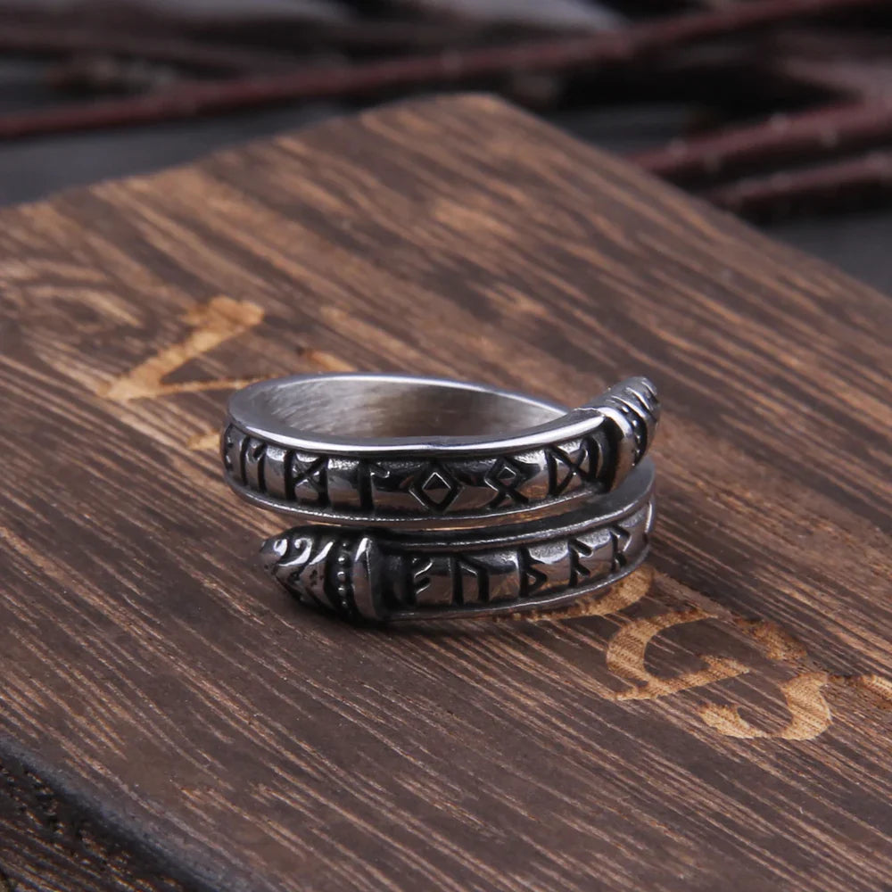 Rune Statement Totem Odin Viking Ring