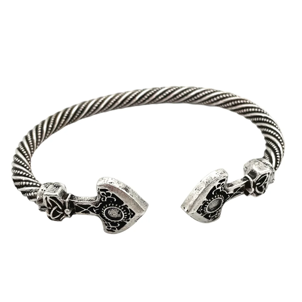 Norse Thor Hammer Thunder Torque Viking Bracelet Cuffs Bangles