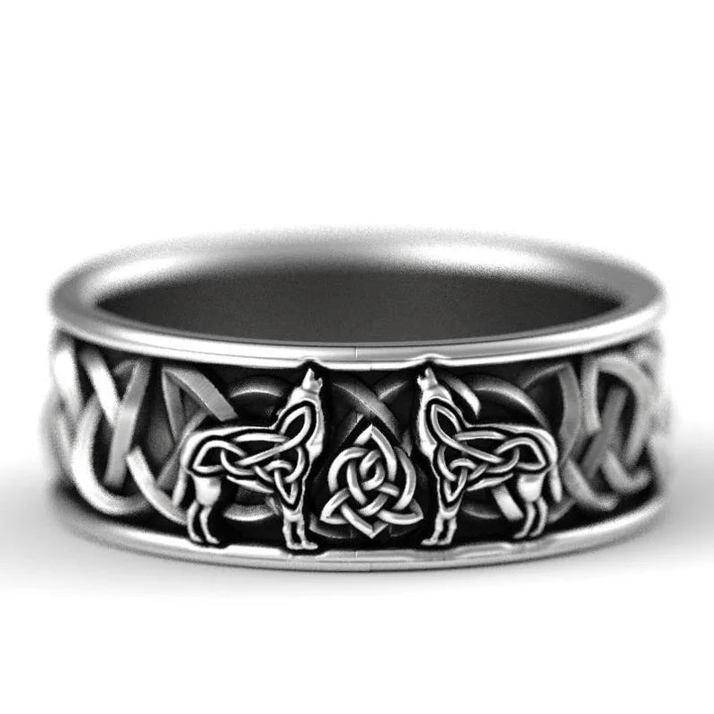 Viking Nordic Giant Wolf Ring