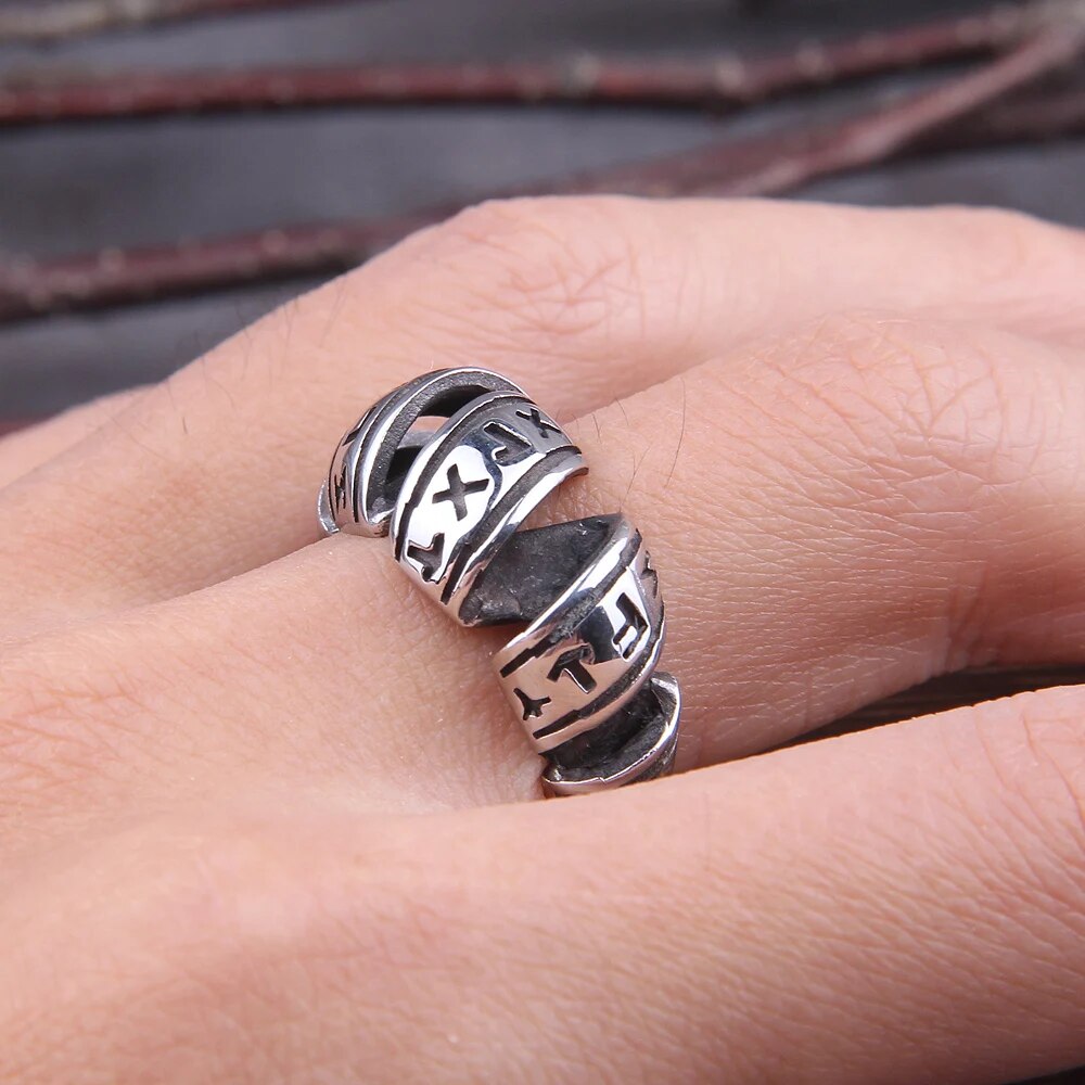 Rune Spiral Viking Ring