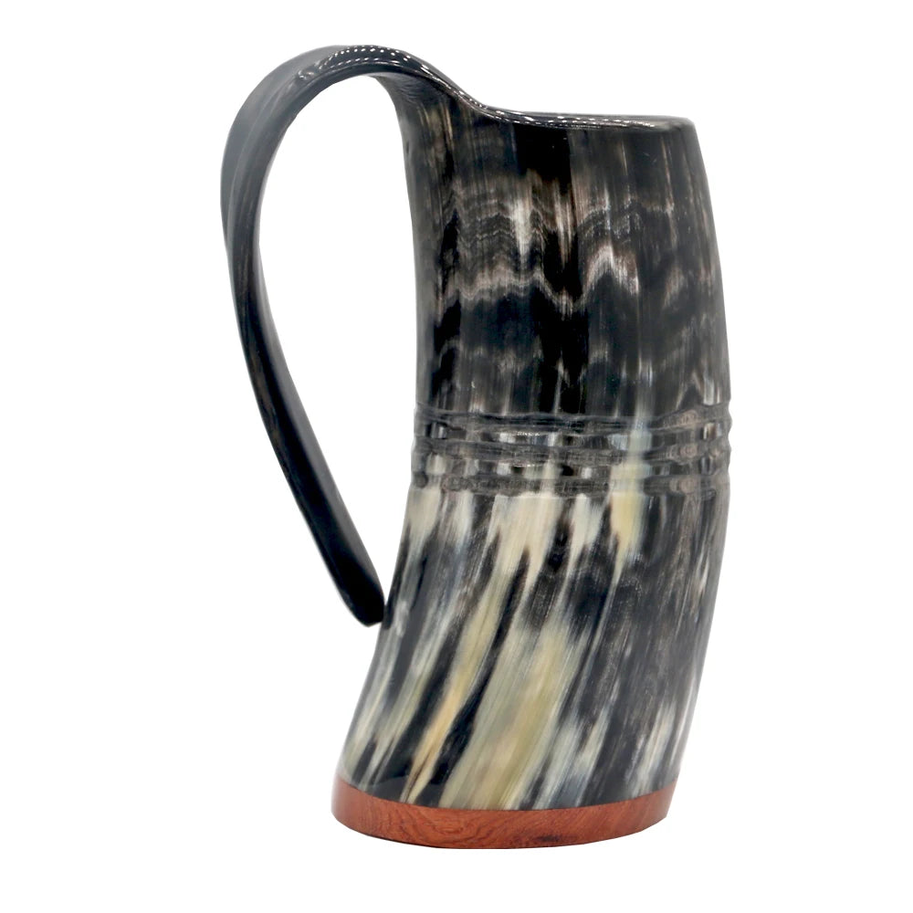 Natural Handmade Viking Mug Drinking Horn Coffee Cup Beer Tankard