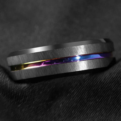 Black Tungsten Rainbow Ring