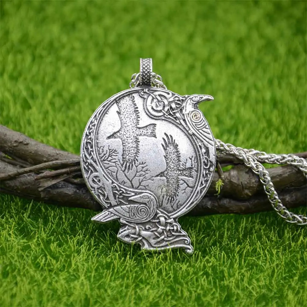 Odin Raven Amulet Viking Necklace