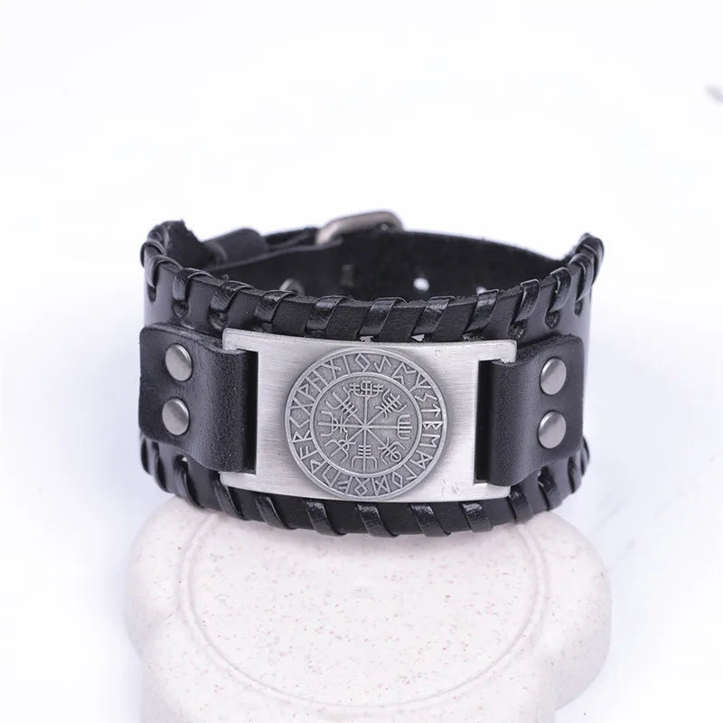 Vegvisir Compass Genuine Leather Bracelet Nordic Odin