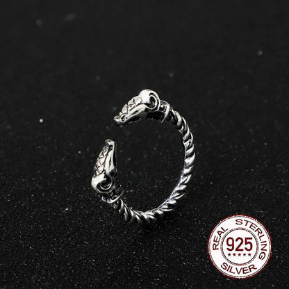 Sterling Silver Viking Adjustable Goat Twist Ring viking wood box