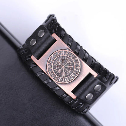 Vegvisir Compass Genuine Leather Bracelet Nordic Odin