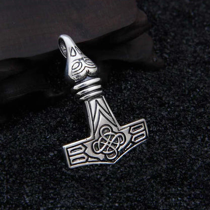 Sterling Silver Viking Raven with Celtic knot Necklace with real cow leather and keel chain