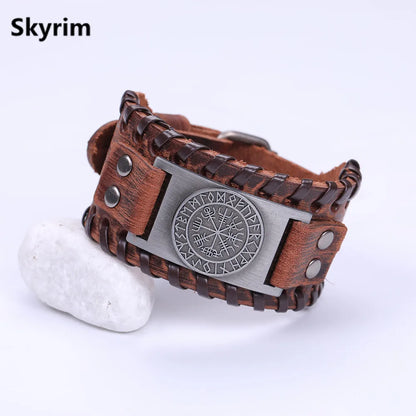 Vegvisir Compass Genuine Leather Bracelet Nordic Odin