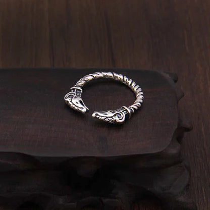 Sterling Silver Viking Adjustable Goat Twist Ring viking wood box