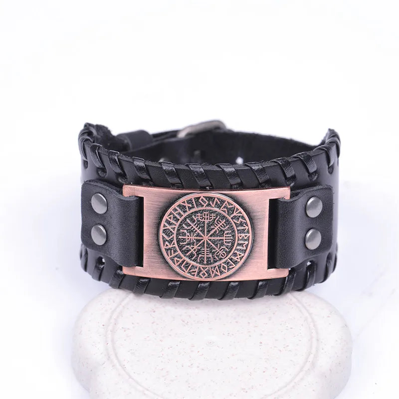 Vegvisir Compass Genuine Leather Bracelet Nordic Odin