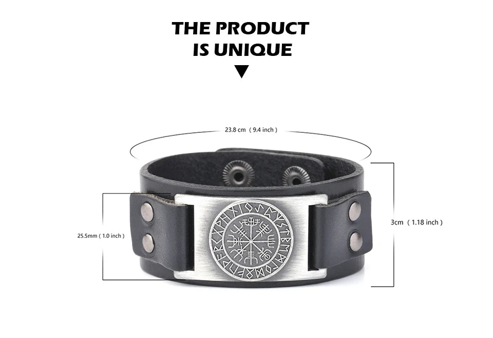 Vegvisir Compass Genuine Leather Bracelet Nordic Odin