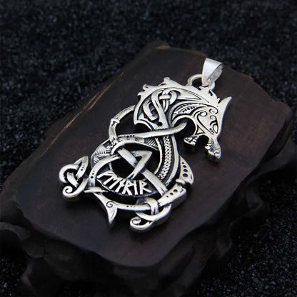 Sterling Silver Viking Dragon necklace with real leather chain and keel chain