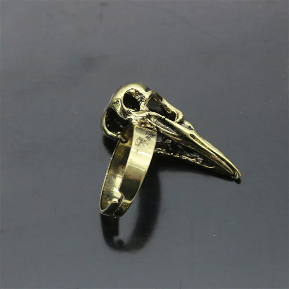 Viking Odin Raven Skull Ring