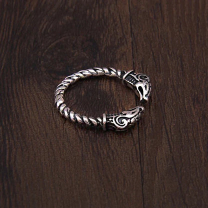 Sterling Silver Viking Adjustable Goat Twist Ring viking wood box