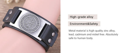 Vegvisir Compass Genuine Leather Bracelet Nordic Odin