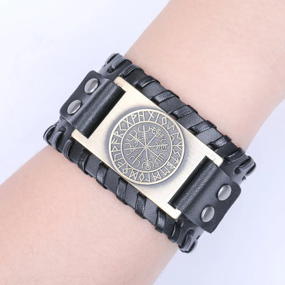 Vegvisir Compass Genuine Leather Bracelet Nordic Odin