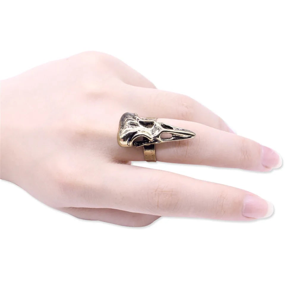 Viking Odin Raven Skull Ring