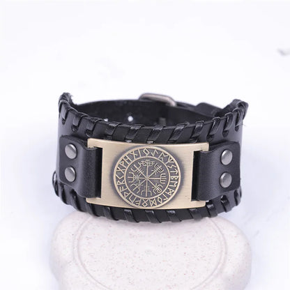 Vegvisir Compass Genuine Leather Bracelet Nordic Odin