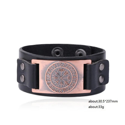 Vegvisir Compass Genuine Leather Bracelet Nordic Odin