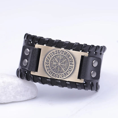 Vegvisir Compass Genuine Leather Bracelet Nordic Odin