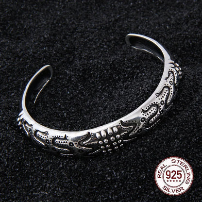 Sterling Silver Viking Bangle with wood box