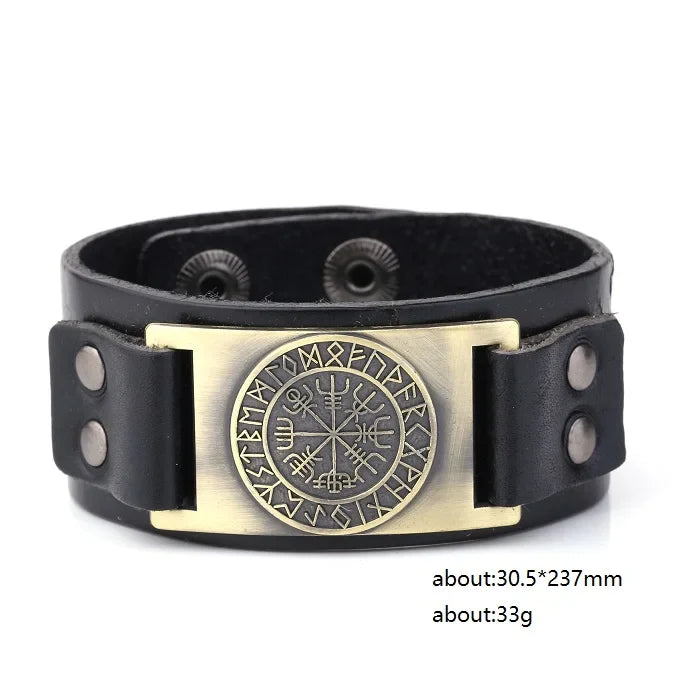 Vegvisir Compass Genuine Leather Bracelet Nordic Odin