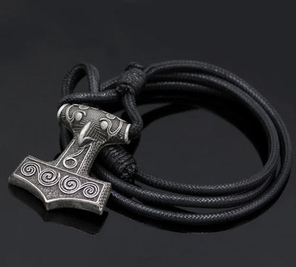 Viking Odin Raven Thors Mjolnir Hammer Viking Amulet Norse Bracelet