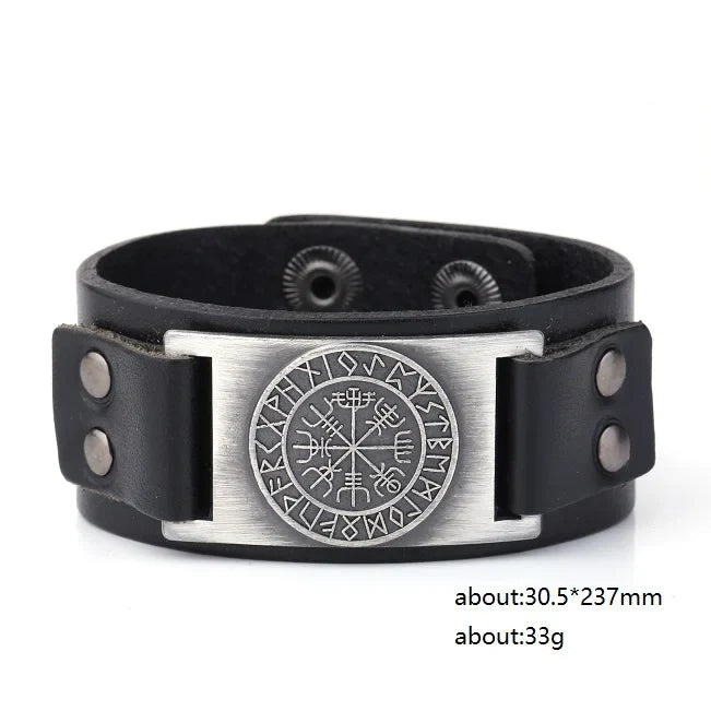 Vegvisir Compass Genuine Leather Bracelet Nordic Odin